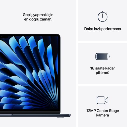 MacBook Air 15 in&ccedil; M4 modeli Midnight rengi